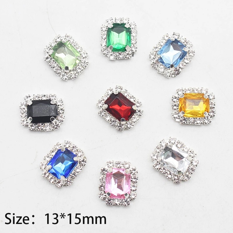 New Outer Diameter 13*15mm Rhinestone Plate Flower DIY Jewelry Accessories Rectangular Octagonal Acrylic Clothing Hair Accessories