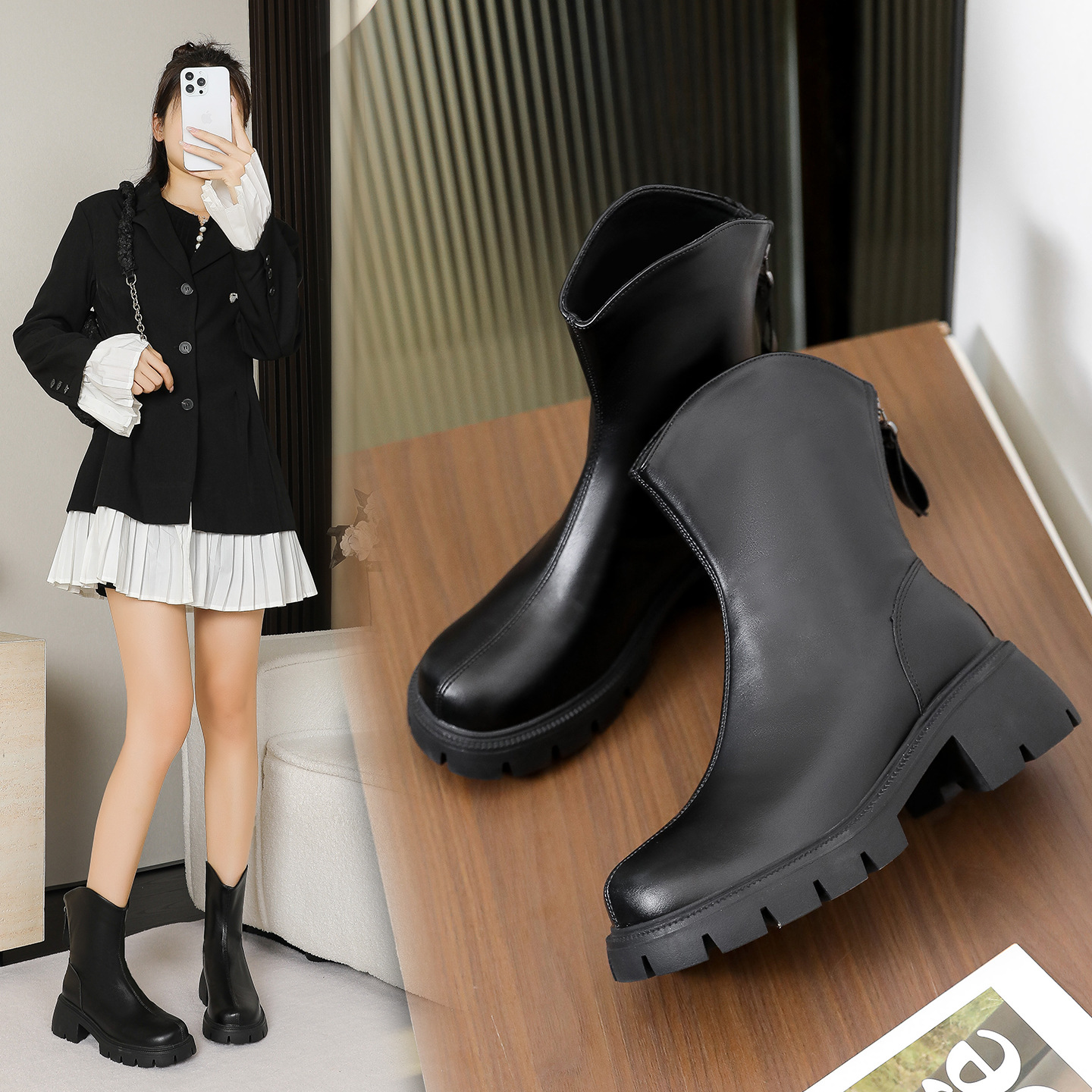 Thick-Soled Martin Boots for Women, Short Boots for Women, Versatile Shoes for Small People with Fat Feet and Wide Feet, Large Size Women's Boots