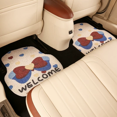 Car Interior Anti-Dirt Carpet Protective – Universal Foot Pad - welcome-colorful-bow-foot-pads-2-in-the-back-row