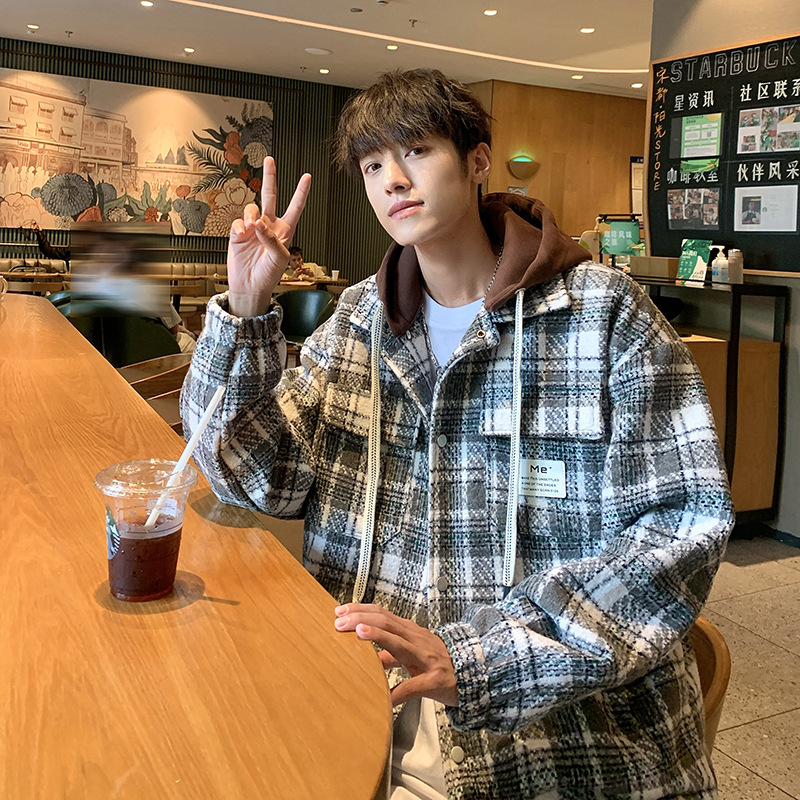 Abrigo rufián guapo retro pequeña fragancia moda masculina tendencia 2024 otoño e invierno nuevo estilo suelto todo-fósforo casual