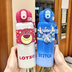 Stitch ストロベリーベア魔法瓶カップ女の子のための見栄えの良い 2025 新しい大容量ステンレス鋼ストローウォーターカップ