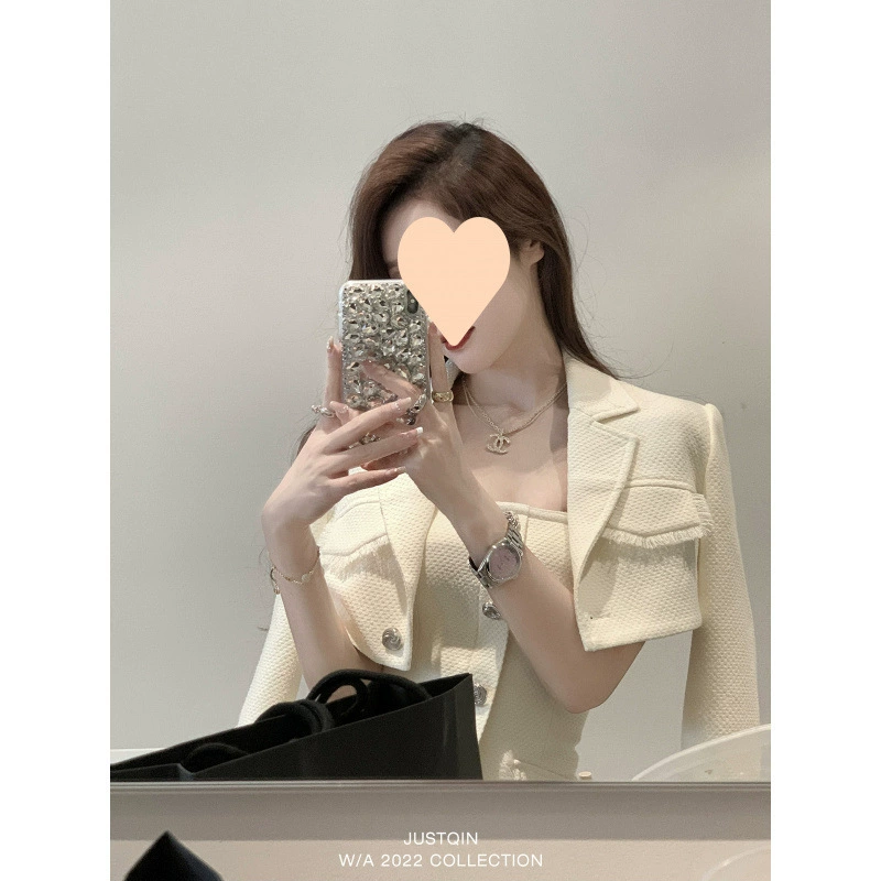 Комплект, жакет с кисточками, приталенная юбка, стиль Chanel, осень, стиль высокого качества, высокая талия