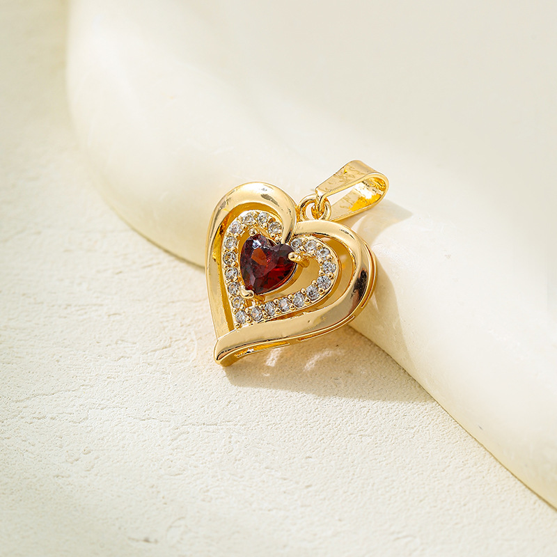 Ozon transfronterizo explosión de moda ligera y lujosa doble amor hermoso collar en forma de corazón Zircon colgante en forma de corazón universal nicho