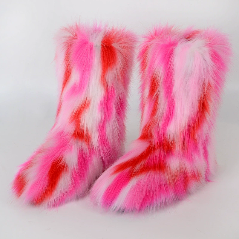 Mid‑calf warm boots, European style, high‑quality faux‑fur mid‑length, sizes 36–46
