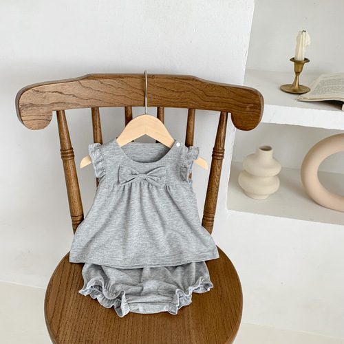 Korean-style baby summer set trendy  new baby sleeveless top thin big bottom pants two-piece set for outerwear