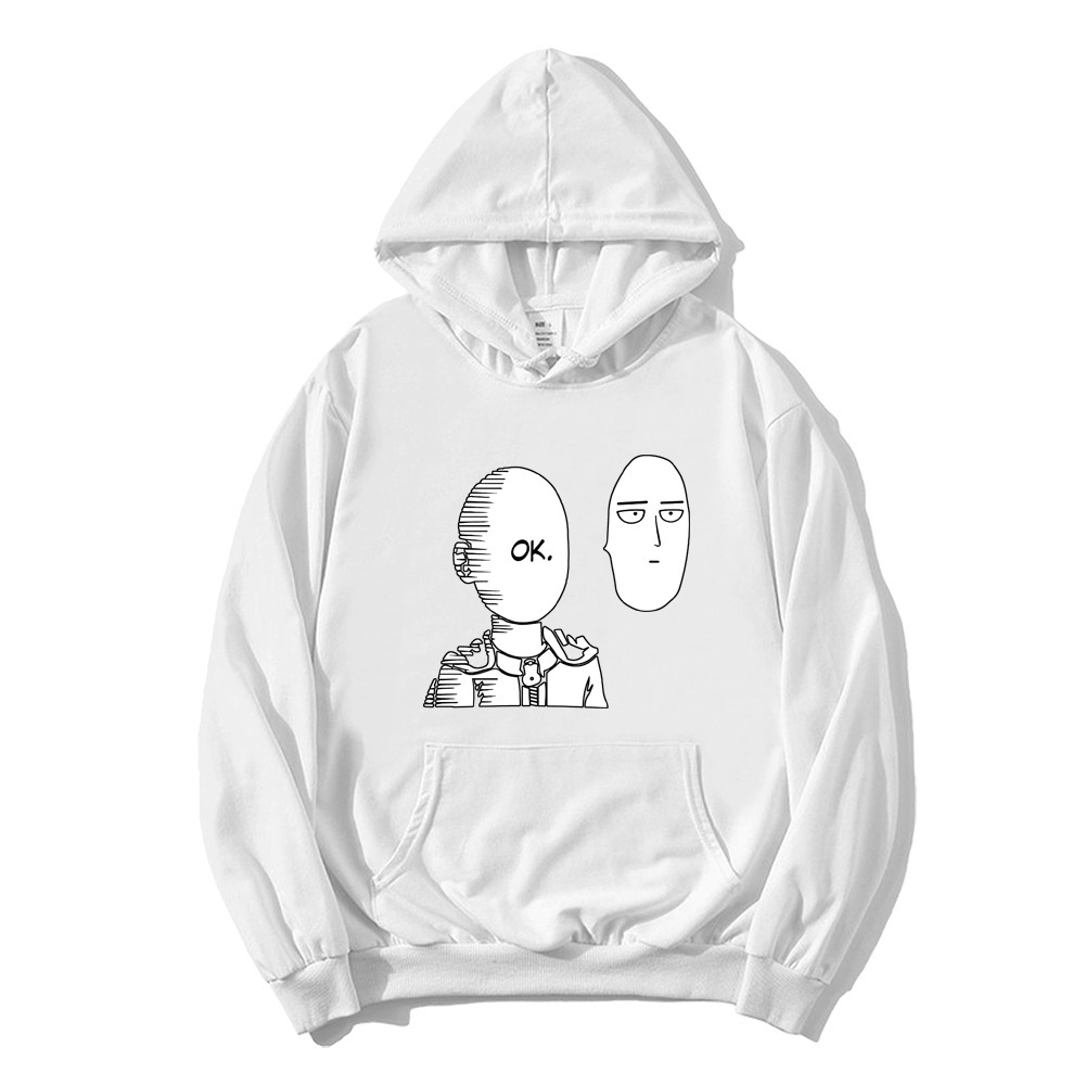 Un golpe Superman Saitama Teacher Anime Periférico Otoño e invierno Moda para hombres y mujeres Suéter de pareja Sudadera con capucha Chaqueta de manga larga