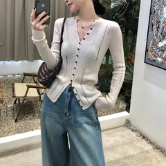 简约高级～设计感单排扣显瘦长袖针织衫2025秋季新款修身显瘦上衣