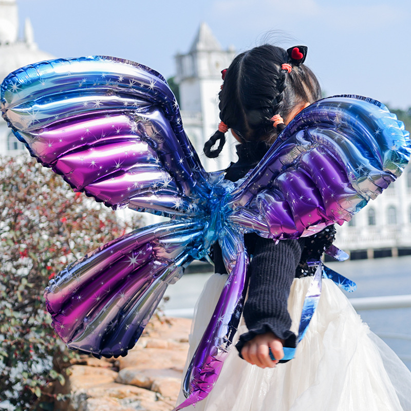 炫彩发光天使气球充气儿童派对网红生日装饰户外拍照道具蝴蝶翅膀