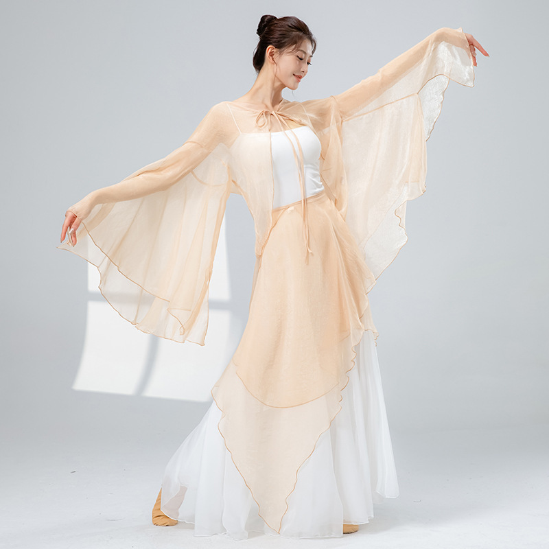 女性用クラシックダンス服、新しいゆったりとした妖精のようなエレガントなアウターシェード、中国風のステージ服、パフォーマンスモダンダンス服|undefined