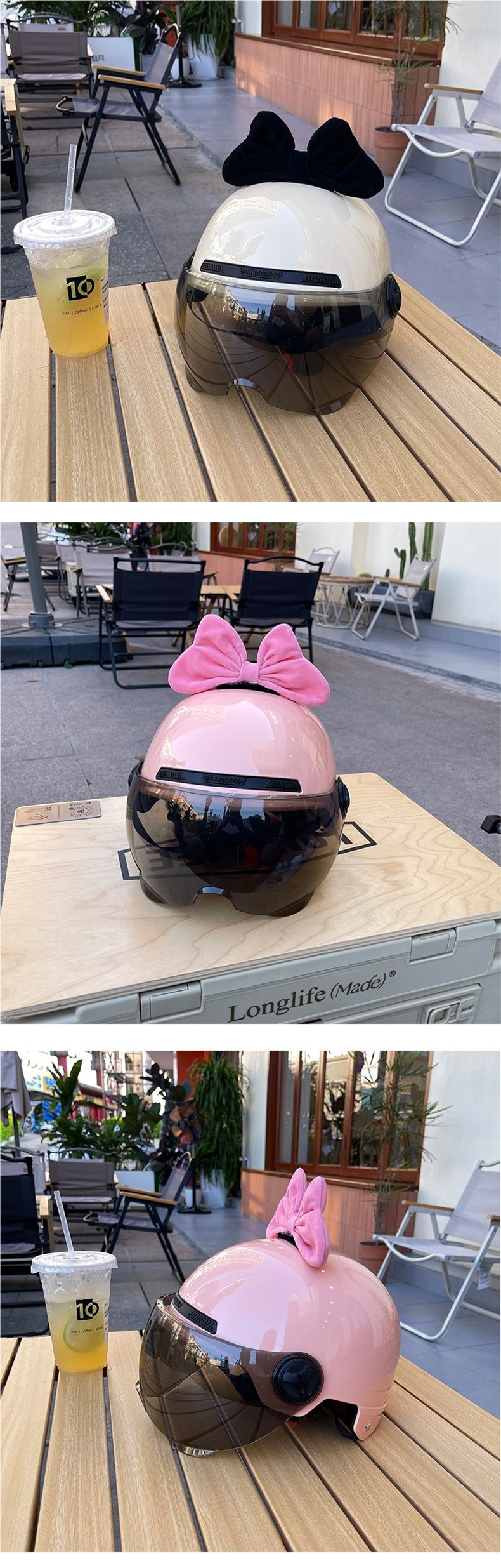 Original Bow Electric Motorcycle Helmet 3C Certified Pink Half Helmet