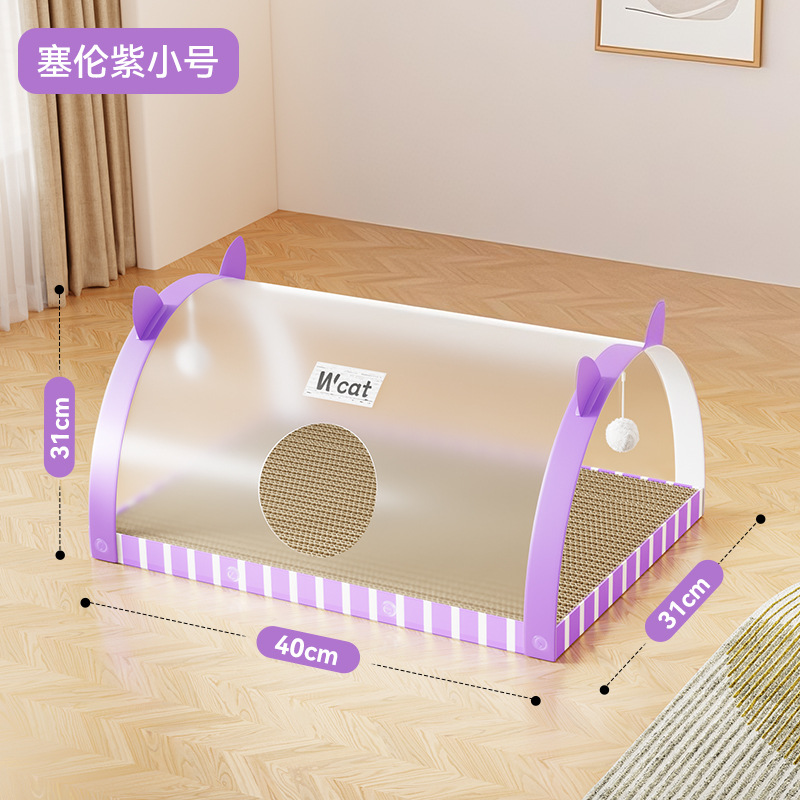 Túnel transparente para gatos, tabla para raspar para gatos, nido para gatos, todo en uno, resistente al desgaste, resistente al agarre, papel corrugado, lavabo vertical, juguete para gatos para mascotas