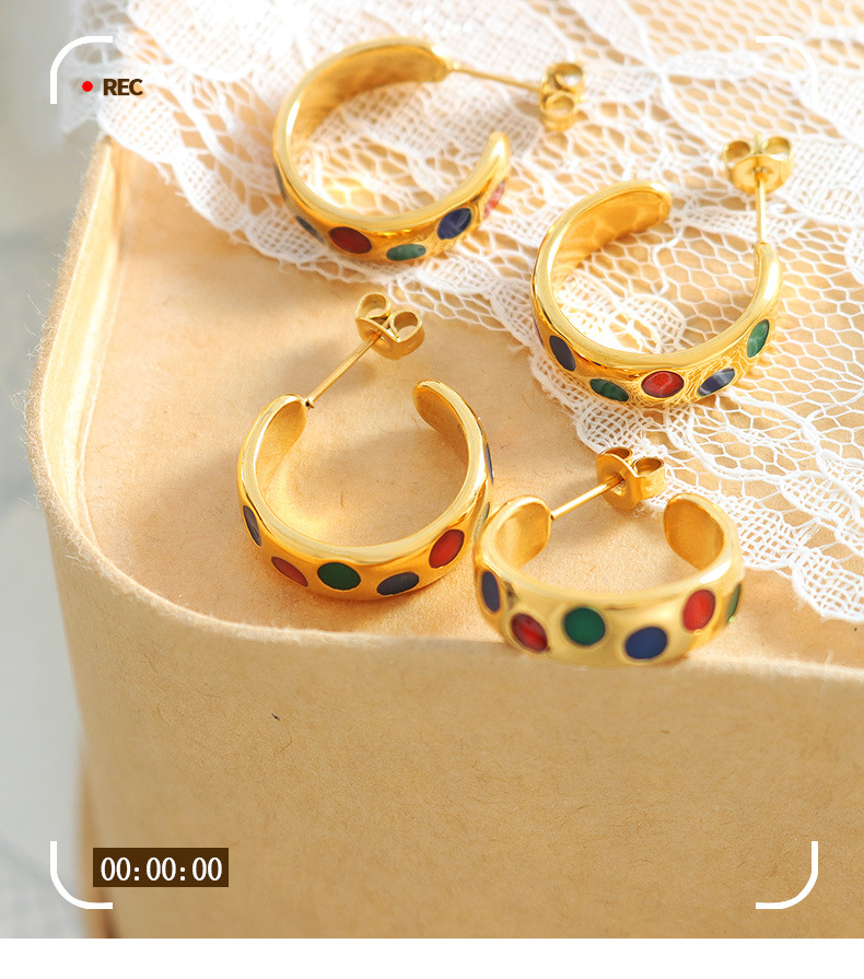 Simple Style C Shape Titanium Steel Plating Earrings 1 Pair