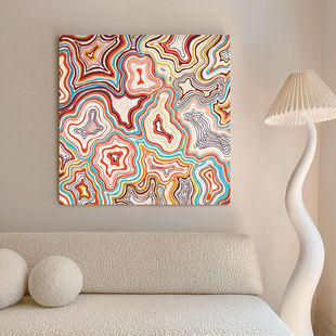 Modern Minimalist Living Room Nordic Wabi-Sabi Style Pure Hand-Painted Texture Abstract Art Three-Dimensional Square Decorative Oil Painting