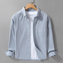 秋季男装简约百搭长袖衬衫纯棉质感舒适小清新日系休闲衬衣3109