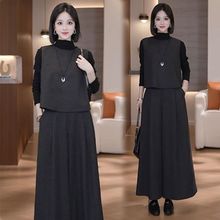 2025春秋季新款洋气气质时髦减龄马甲打底衫阔腿裤显瘦女装三件套