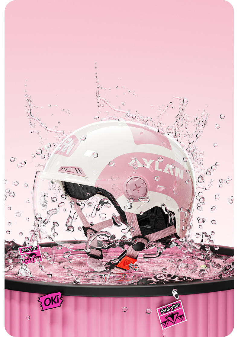Factory Direct Sale of Yinglan Helmets 666, Large Floral Design for Women, Cute Ears, 3C Certified, Sun Protection, Electric Vehicle Half Helmet, Safety