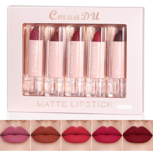 Cmaadu Lipstick Five-Pack Set Box Lip Gloss Matte Moisturizing Velvet Matte European and American Red Cross-Border Makeup