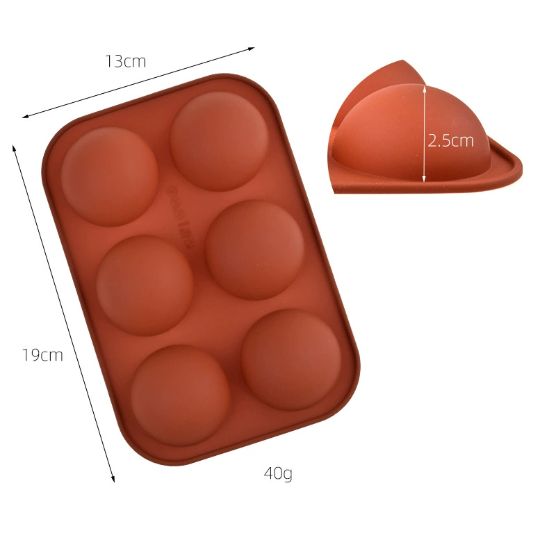 Spot direct supply 6 -consecutive silicone semi -circular cake mold Timber 6 -hole chocolate modified pudding baking mold cross -border