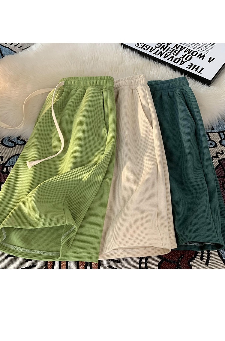 Men's Summer Sports Casual Shorts Loose Plus Size Waffle Five Point Pants New Style_viptrois.com