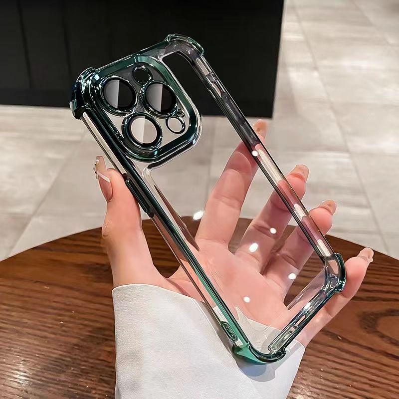 适用iPhone16四角气囊防摔手机壳苹果15PROMAX透明镜头膜16E护套X|undefined