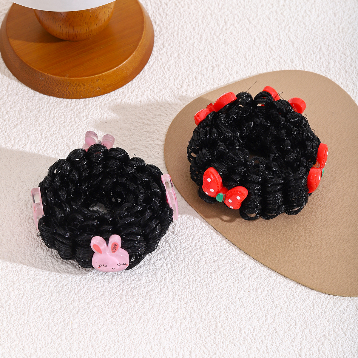 Nuevo anillo de pelo de dibujos animados para niños verano relajado bola cabeza peluca anillo de pelo princesa cabeza de bebé flores de cabello aparatos de pelo