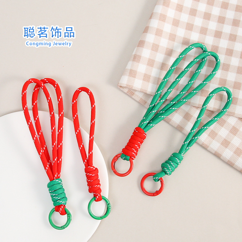 Creative Christmas Festive Mobile Phone Lanyard Jewelry Hand-Woven Bag Accessories DIY Key Pendant Wholesale