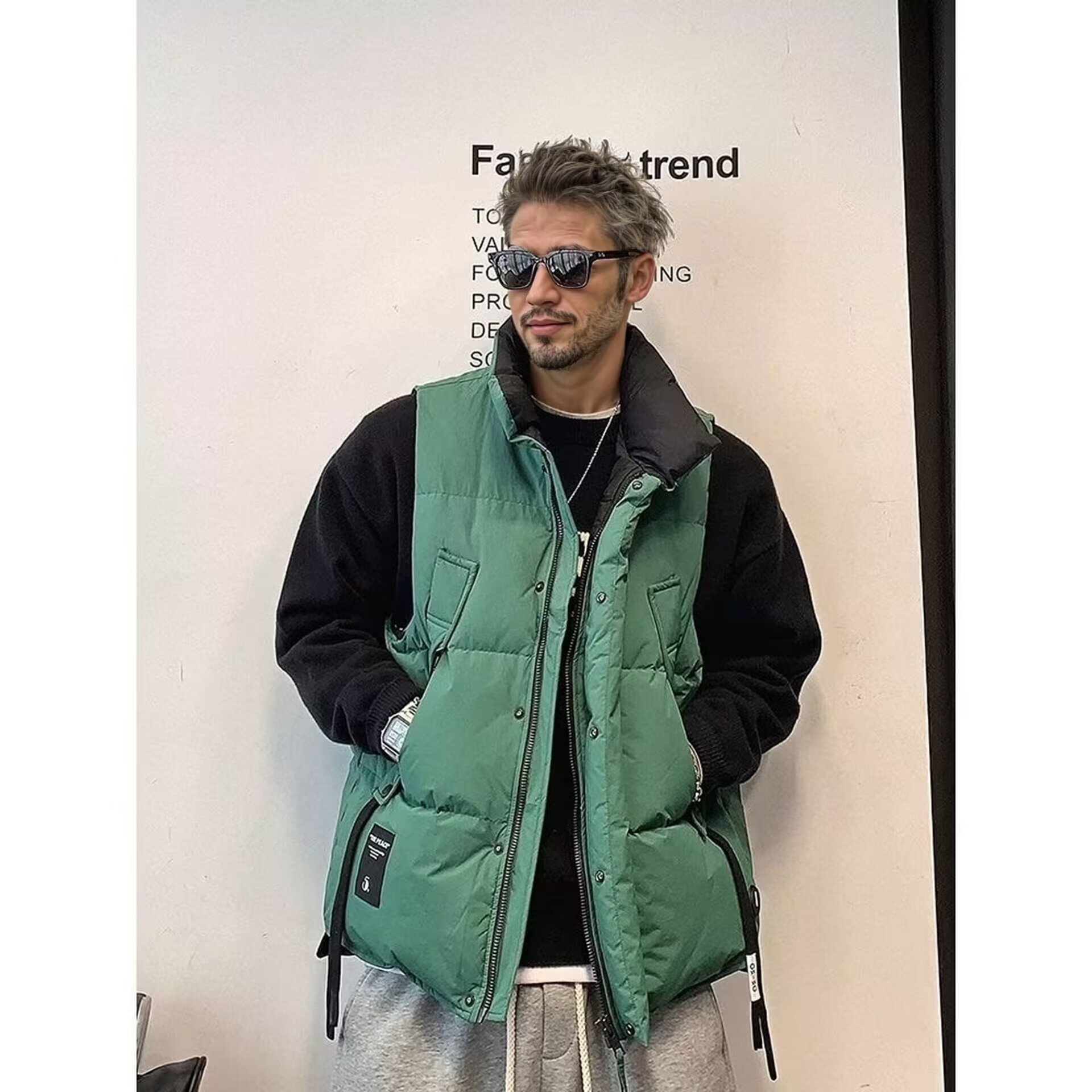 2024 pareja de chaleco de algodón de cuello nuevo estilo coreano de invierno chino, europeo y americano herramientas de hombro sueltas chaqueta de algodón chaqueta de moda