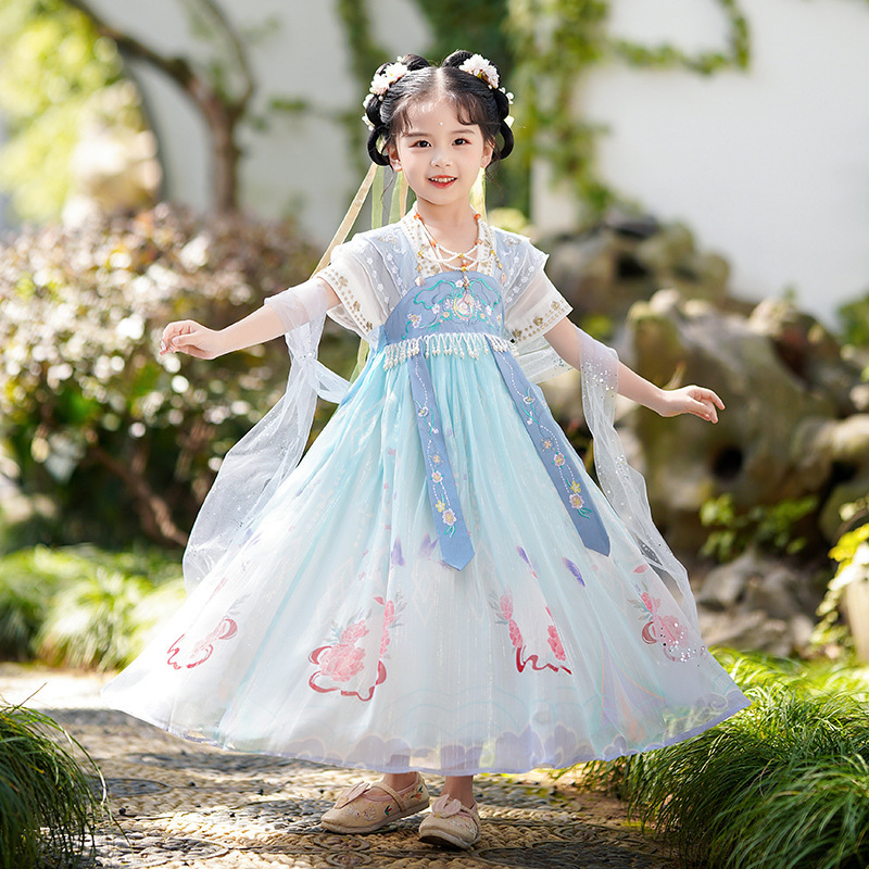 Children summer new hanfu fairy dresses Chinese princess han tang ancient Ru skirt outfit princess girl Children summer new hanfu fairy dresses Chinese princess han tang ancient Ru skirt outfit princess girl