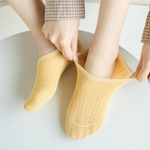 Socks for women summer thin boat socks solid color shallow mouth invisible breathable mesh non-slip non-falling new women's socks