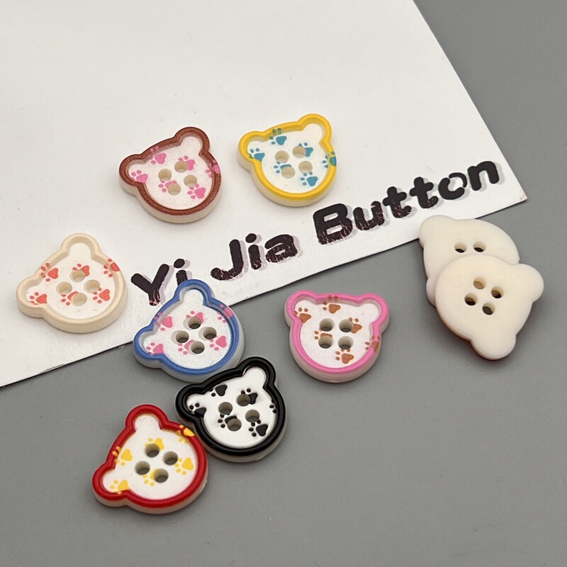 现货彩色四孔猫头塑料彩印纽扣DIY儿童女装毛衣外套针织衫装饰扣|undefined