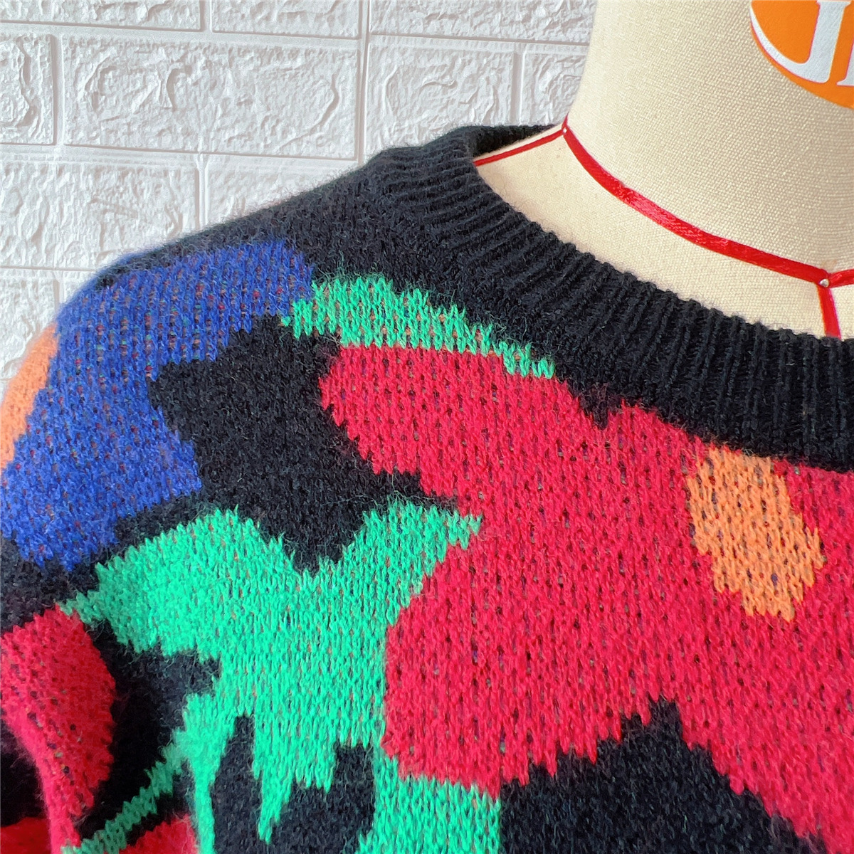 Neuer, mit großen Blumen bestickter Rundhalspullover für Damen, lockerer, langärmeliger Strickpullover für Damen_voghion.com