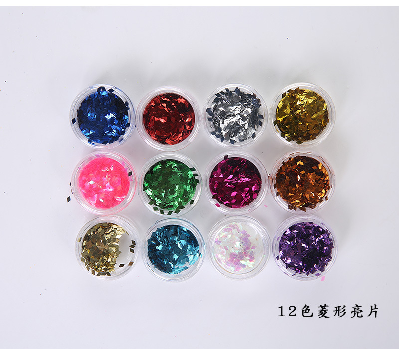 12 colores de uñas belleza Ojo Maquillaje Glitter lentejuelas cerámica suave fruta pieza perla polvo Delgado mezclado accesorios la joyería BRICOLAJE