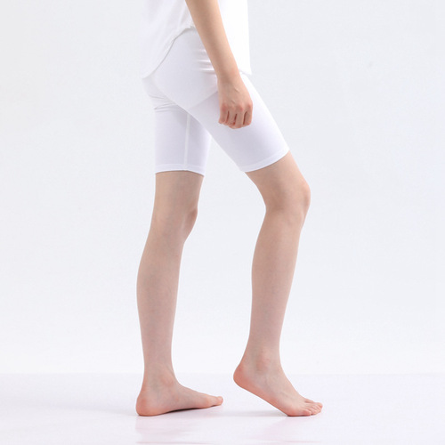  Summer Girls Yoga Shorts Nylon Solid Color Soft Elastic Five-Finger Tight Speed-Drying Sports Running Cycling Pants
