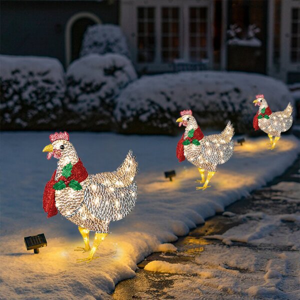 Noël Pastorale Poulet Résine Fête Éclairages display picture 4