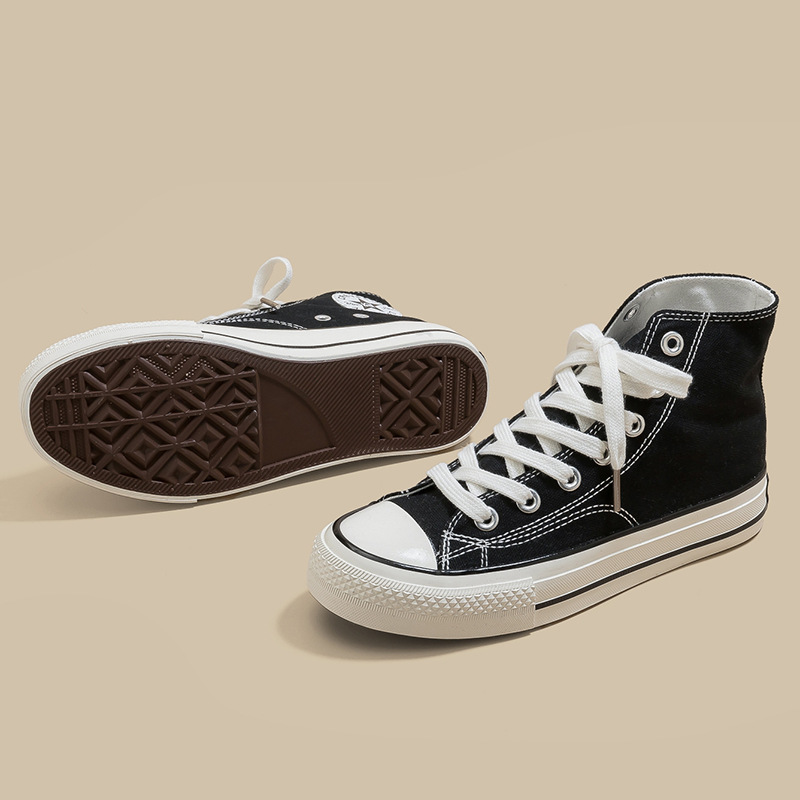 Retro clásico de la década de 1970 tres veces vulcanizado aceite brillante zapatos de lona de alto perfil para hombres y mujeres parejas de zapatos de skate de estudiantes versátiles