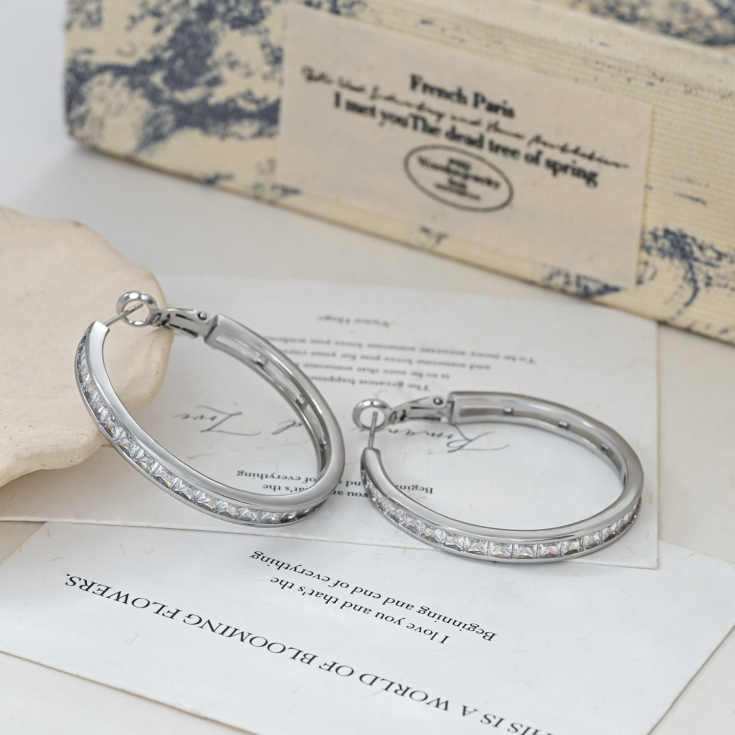 Orecchini a cerchio geometrici a forma di c in argento sterling s925_voghion.com