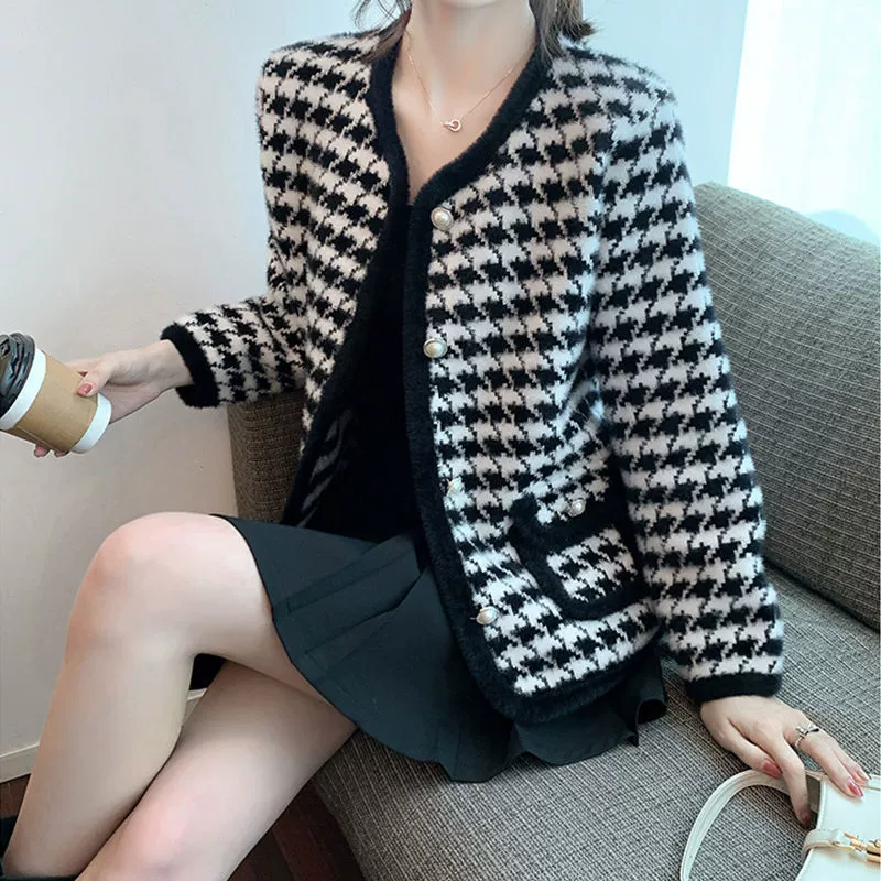 Демисезонная кофта, свитер, oversize, круглый ворот