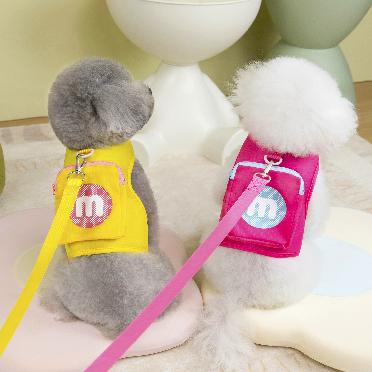Набор из 25 предметов: шлейка для маленьких собак, новинка весны и лета, милый корейско-японский дизайн, подходит для прогулок, для собак породы Тедди, Померанский шпиц, комплект поводков.