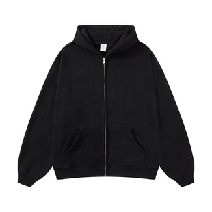 Autumn and Winter New Men's Sweatshirt Cross-border plus size Loose Retro Solid Color Hooded Sweatshirt Men's Jacket Sports Top