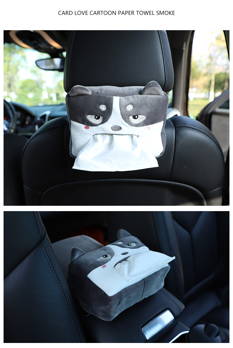 Car tissue box cute cartoon car chair back hanging paper box multifunctional car armrest box tissue box