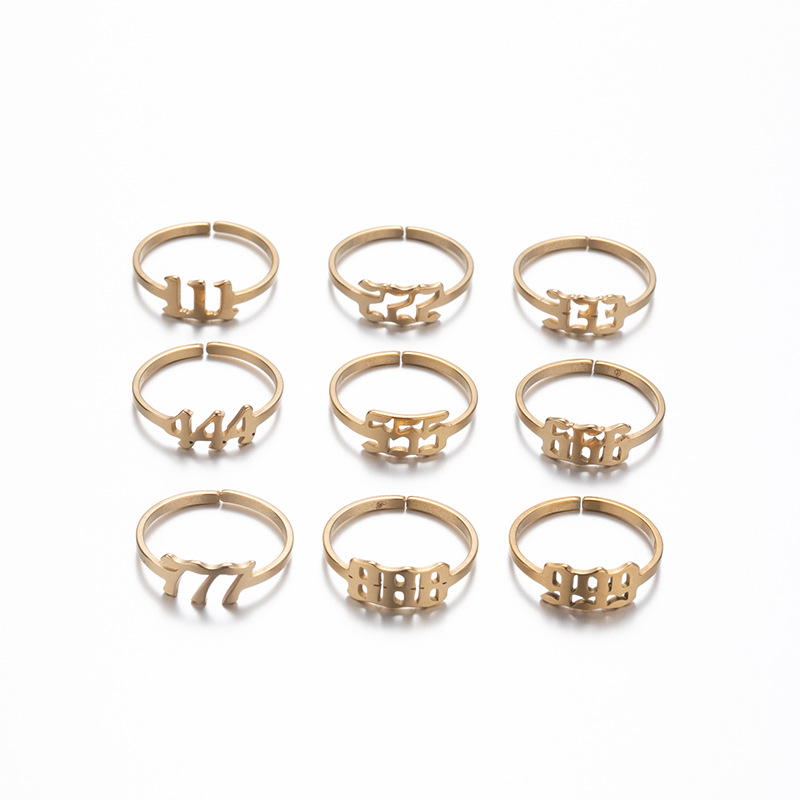 Fashion Number Stainless Steel Open Ring Plating No Inlaid Stainless Steel Rings display picture 8