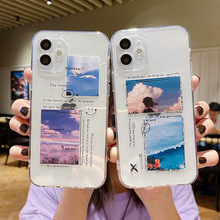 云海拼接标签适用苹果13透明xs手机壳iPhone14硅胶11个性12保护套