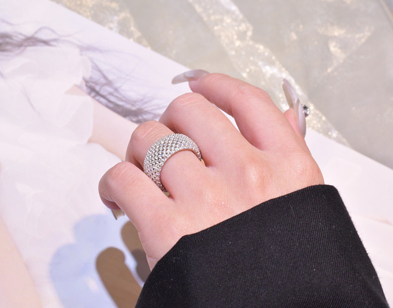 Fashion Geometric Sterling Silver Inlay Zircon Rings