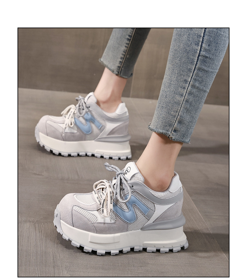 Giày sneaker nữ đế dày lưới thoáng khí phong cách daddy — màu be chi tiết 14
