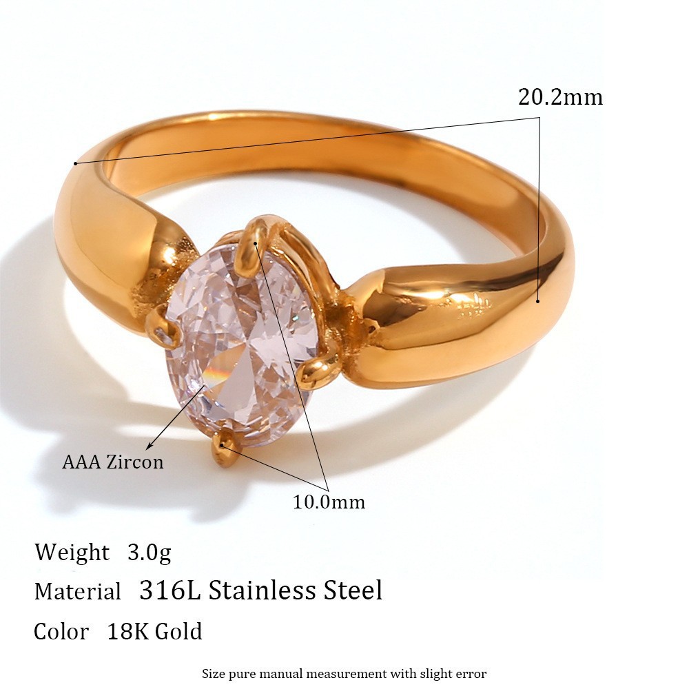 10g Weight Rings Classification 6, 7, 8 Ring Size 1 Piece Quantity Daily Occasion 304 Stainless Steel Material Geometric, Oval Pattern Women's Gender Elegant Style Wholesale Jewelry Elegant Geometric Oval 304 Stainless Steel Rings 1