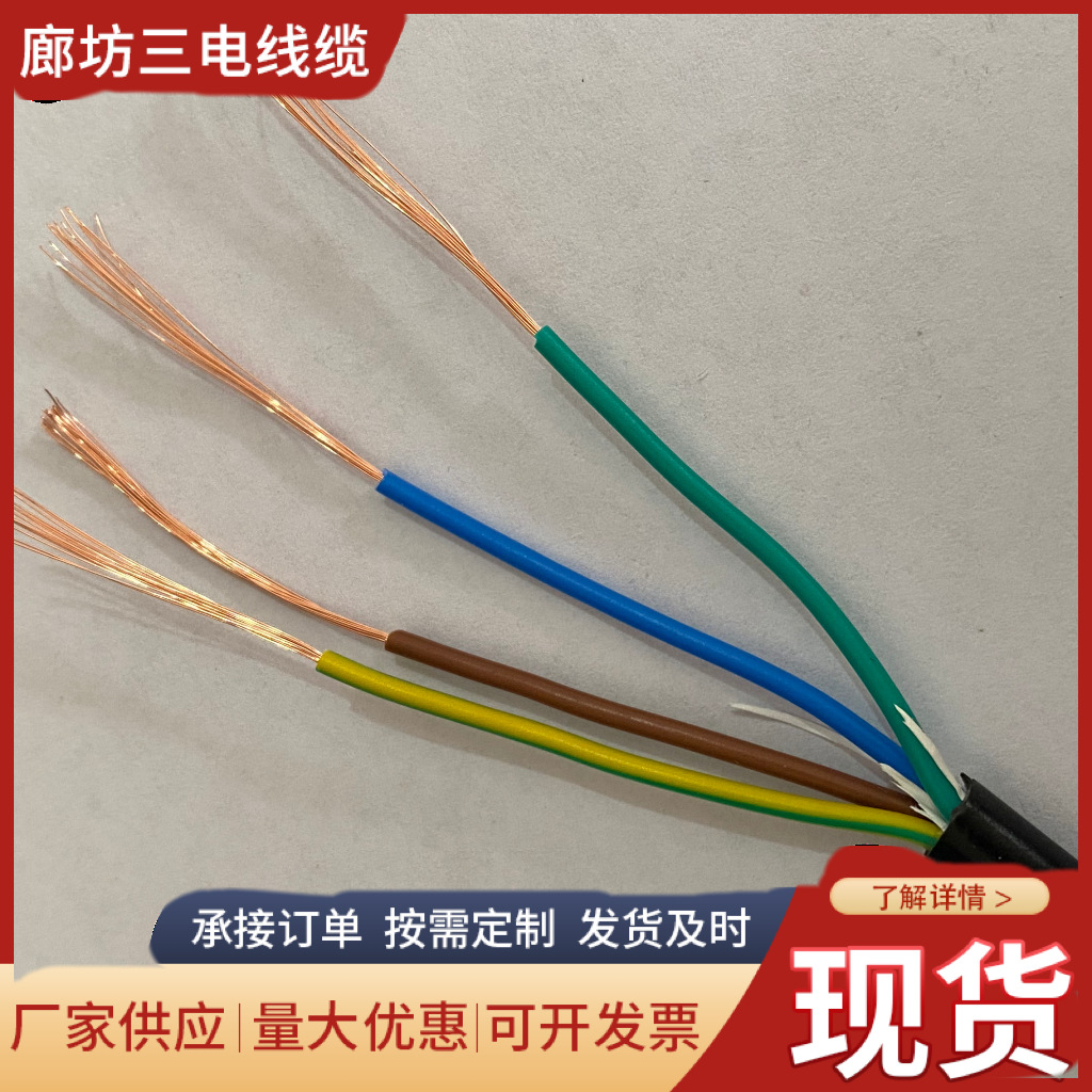 实物实拍RVV护套线2芯3芯4芯5芯*0.3 0.75 1.5 2.5平方线电源线