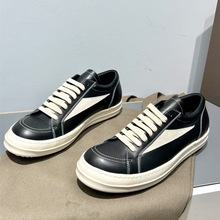 广州工厂头层牛皮男鞋ro小三角鞋情侣鞋真皮大码厚底增高女板鞋