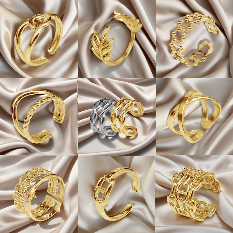 Европейская и американская мода новый геометрический выдолбленный из нержавеющей стали кольцо отверстие регулируемое нишу высокого уровня титановое кольцо для женщин