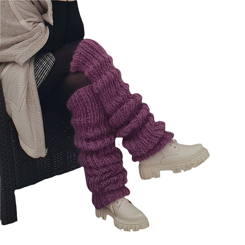 Chaussettes à poils longs en mohair pour femmes, chaussettes à poils tricotés décontractées à la mode_voghion.com