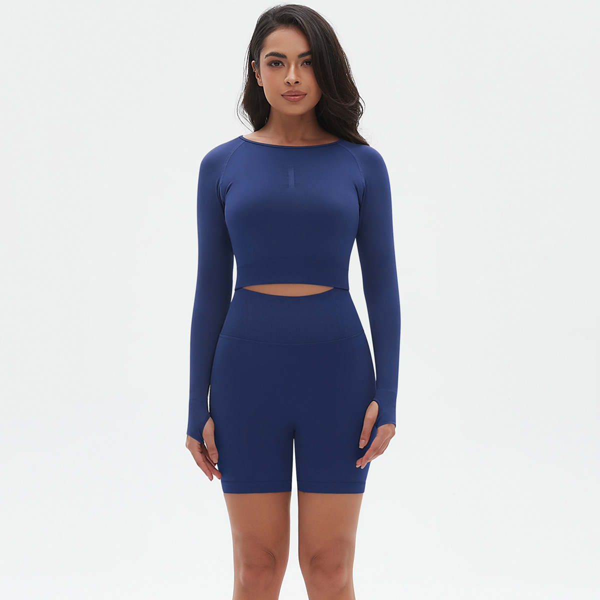 Inventario nuevo trajes de yoga transfronterizos, set de pantalones de melocotón sin costuras, tejido delgado, entrenamiento deportivo, entrenamiento, ropa de acondicionamiento físico para mujeres